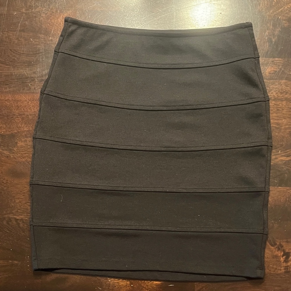 Black Stretch Banded Pencil Skirt, Size M